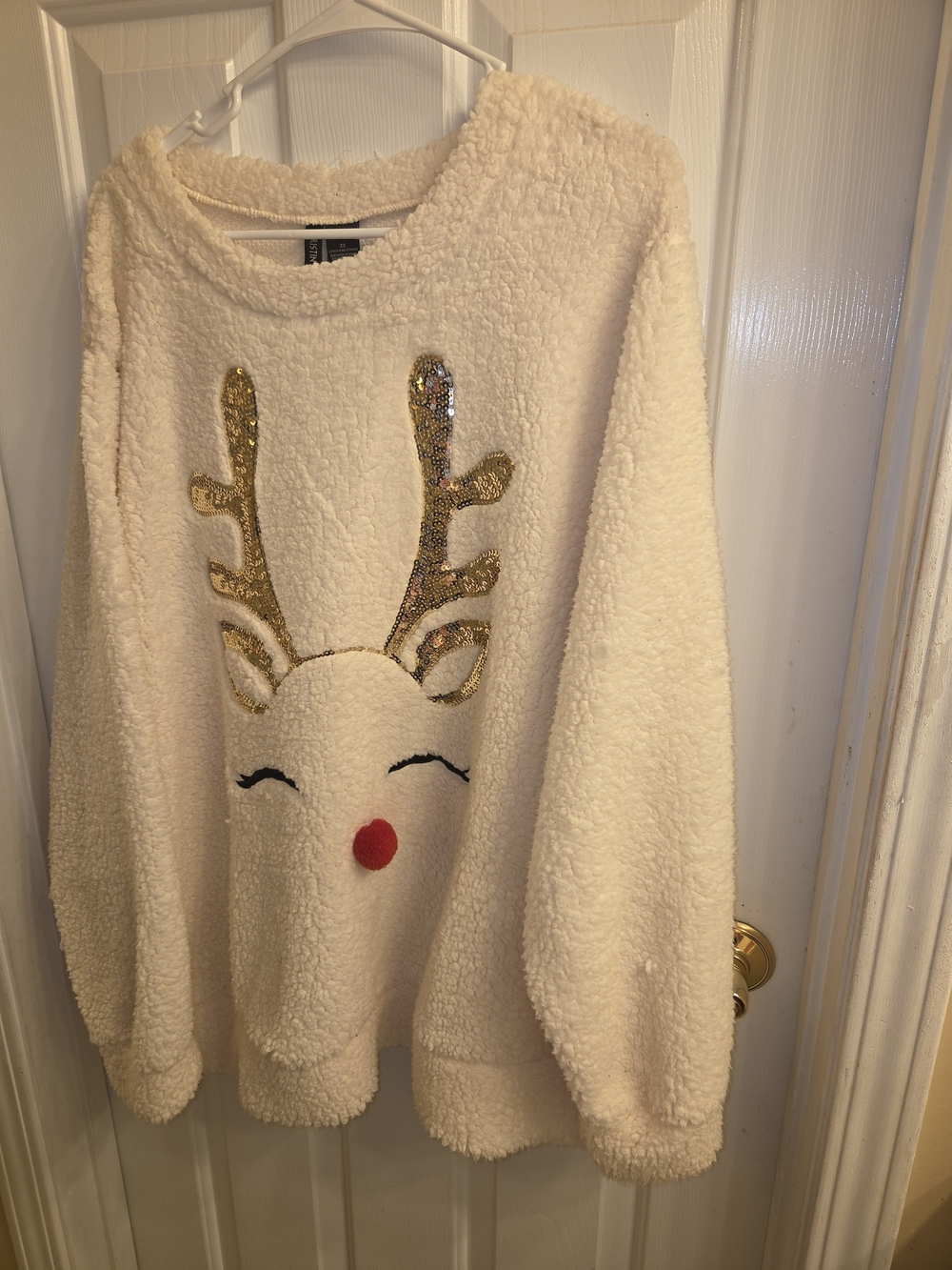 Cream Sequin Antler Holiday Jacket - Women's Blazer Style
